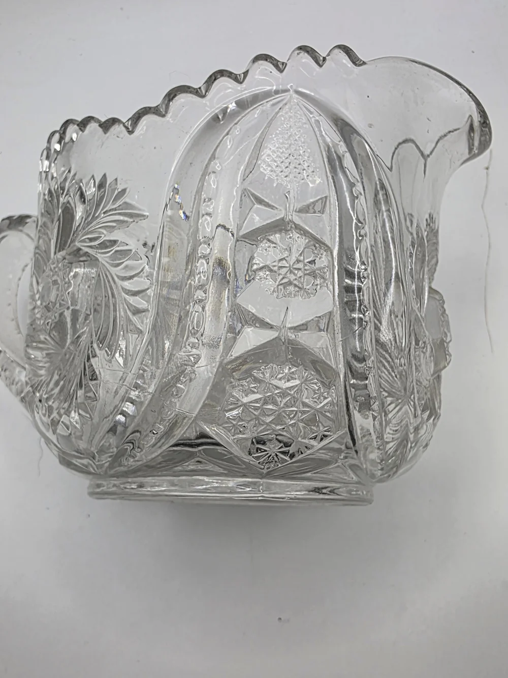 Vintage EAPG Pressed Glass Cream and Sugar Set Pinwheel Starburst Pattern